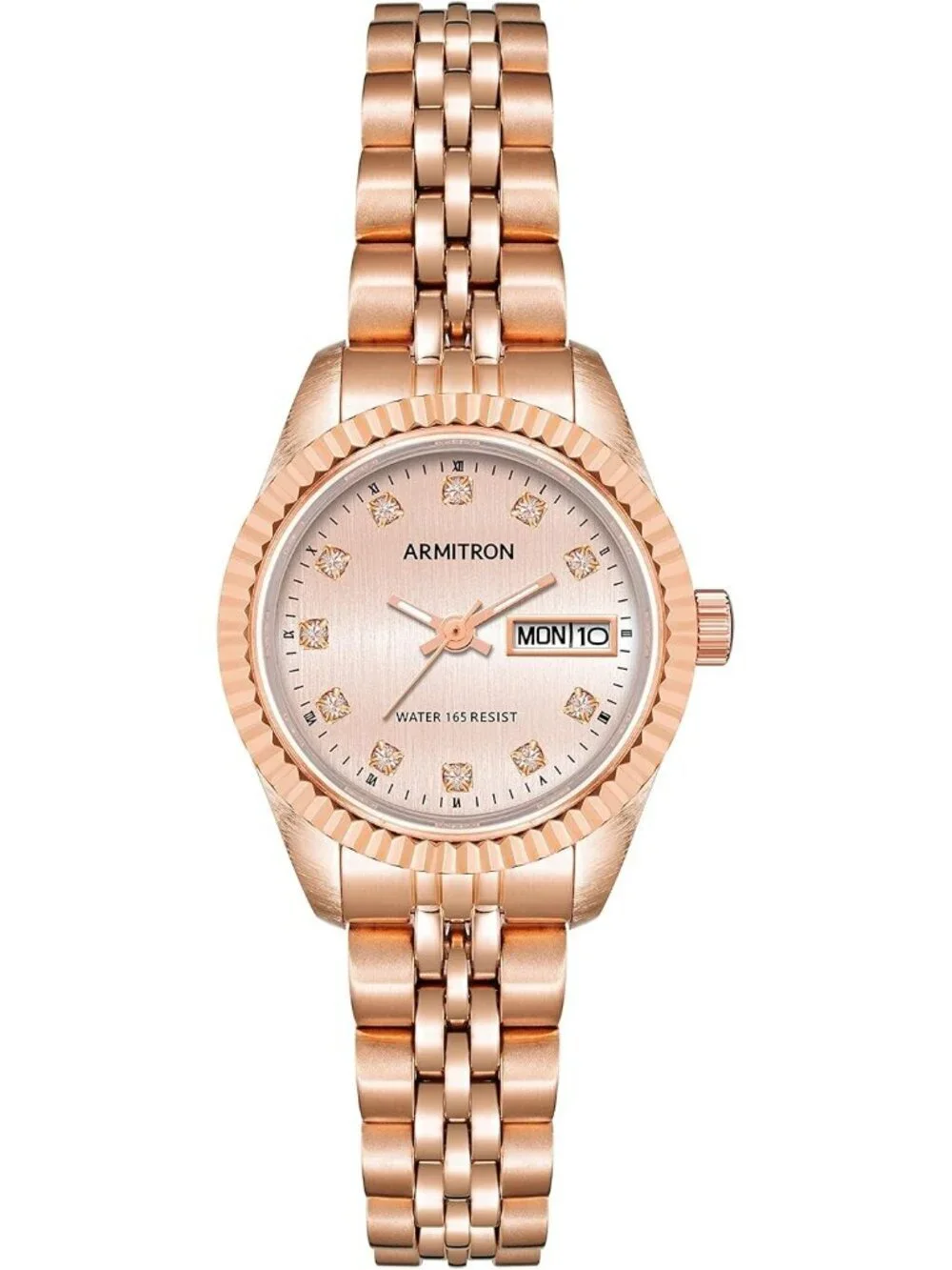 Armitron Women's Rose Gold Genuine Crystal Accented Bracelet Round Luxury Watch
